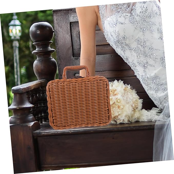 Simulated Rattan Woven Suitcase Retro Storage Case Handwoven Storage Box
