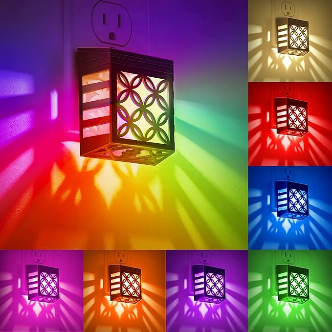 DORESshop Night Lights Plug Into Wall [2 Pack], LED Night Light, Color-Changing, Plug in Night Light, 8 Color RGB, Dusk-to-Dawn, Night Light for Kids, Nightlights for Children, Baby, Nursery, Kitchen