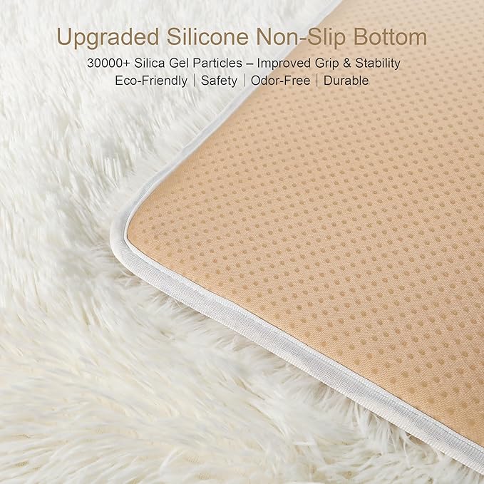 KICHOWUA Thick Area Rug 6x9 Cream White Fluffy Shag for Bedroom Living Room, Soft Plush Washable Thickened Non-Slip Fuzzy Furry Carpet, Modern Shaggy Large Rugs for Kids Nursery Boys Girls Dorm, Ivory