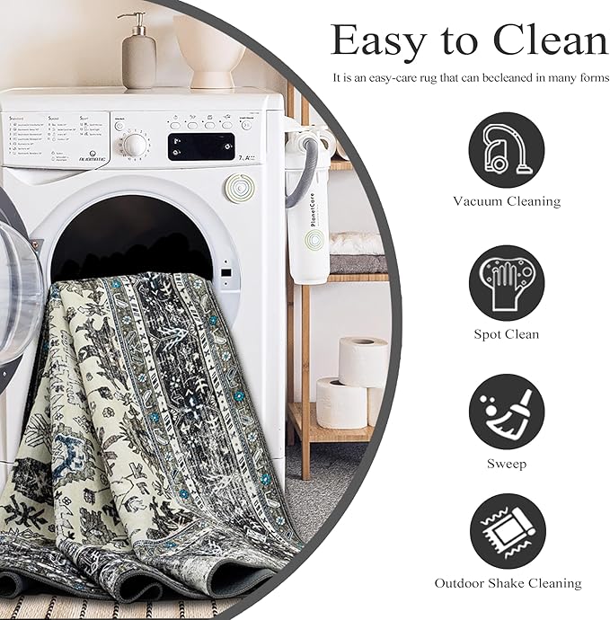 Ruaruarug Area Rug Non Slip Machine Washable Ultra Soft Living Room/Bedroom/Kitchen/Outdoor/Classroom White Gray, 8'×10'