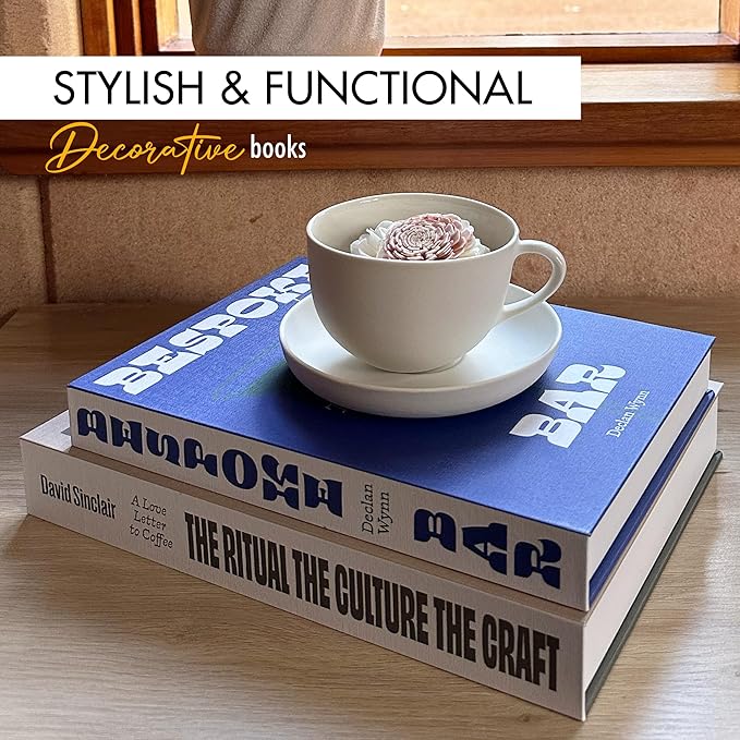MESMOS Set of 2 Faux Decorative Coffee Table Books, Fake Book Storage Boxes for Home Decoration & Bookshelf Decor, Aesthetic Console Table Decor, Drinks Edition