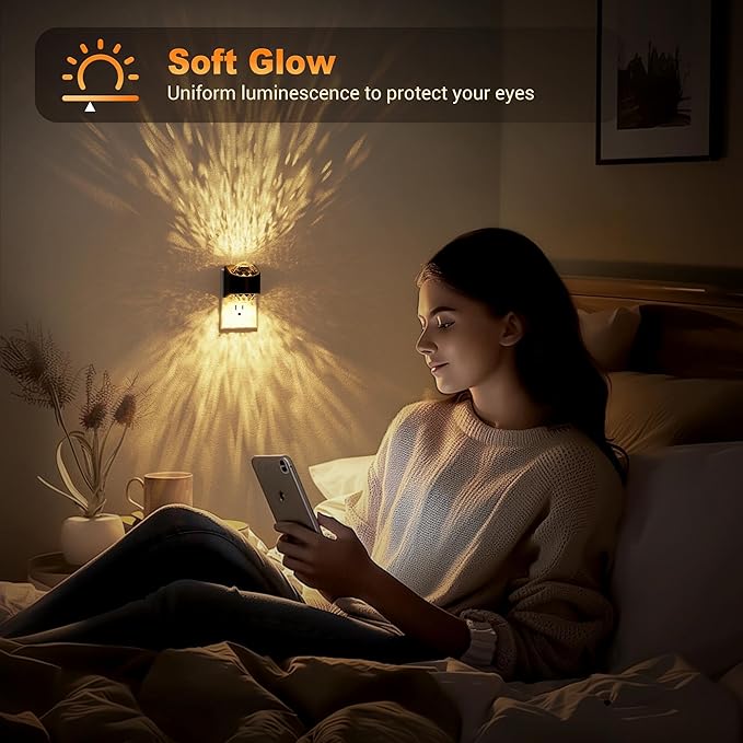 JandCase Night Lights Plug into Wall, Star Projector Night Light, 3CCT Automatic Galaxy Nightlight Plug in with Light Sensor for Bathroom Hallway Room Decor