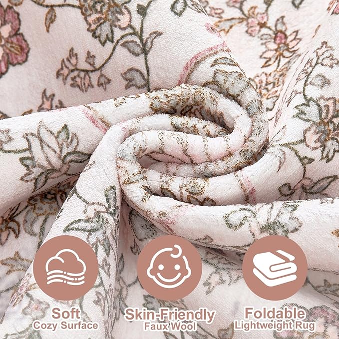 Nakagishi 10x14 Area Rugs Living Room: Washable Boho Large Neutral Modern Soft Farmhouse Rug Stain Resistant Indoor Non-Slip Carpet for Bedroom Girls Nursery Kids Playroom Dorm Preppy Baby Room- Pink