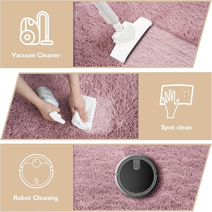 yulidayang Fluffy Round Area Rugs for Bedroom,Blush 3'X3'Shag Circle Area Rugs for Living Room,Non Slip Fuzzy Plush Rug for Kids Room Boys Girls Room and Dorm