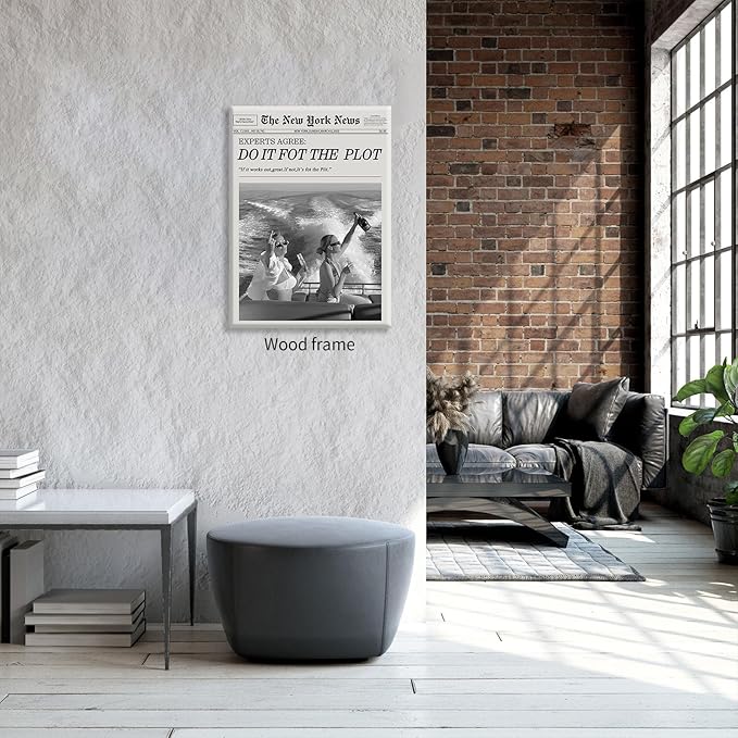 Black and White Fashion Hot Girl Poster Fun Do It For The Plot Newspaper Wall Art 08x10 inch Framed Retro Girly Canvas Prints for bar Cart Decor