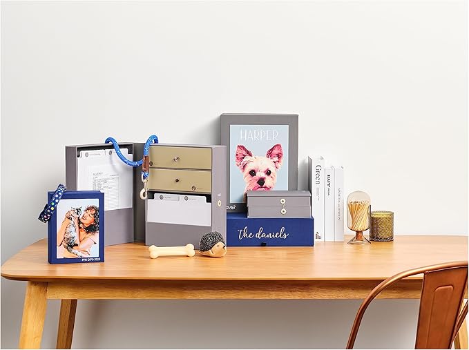 Savor | Pet Memorial Box for Dog, Cat, and Other Pets | Pet Loss Sympathy Gift and Keepsake Box for Vet Records, Tags, Collars, Toys, and More (Blue, Standard Style)