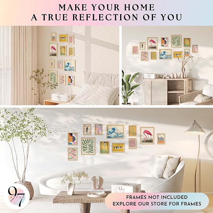 97 Decor Artsy Eclectic Wall Art - Boho Maximalist, Trendy Gallery Wall Art, Famous Artist Posters, Colorful Japanese Wall Decor Aesthetic Pictures for Home Bedroom (Unframed)