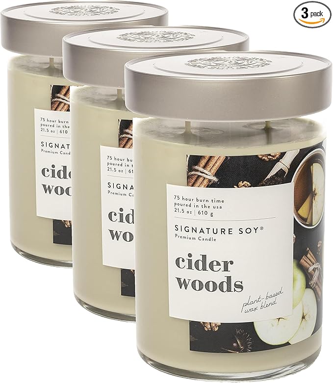 Signature Soy Lidded Cider Woods Scented Candle (Pack of 3)