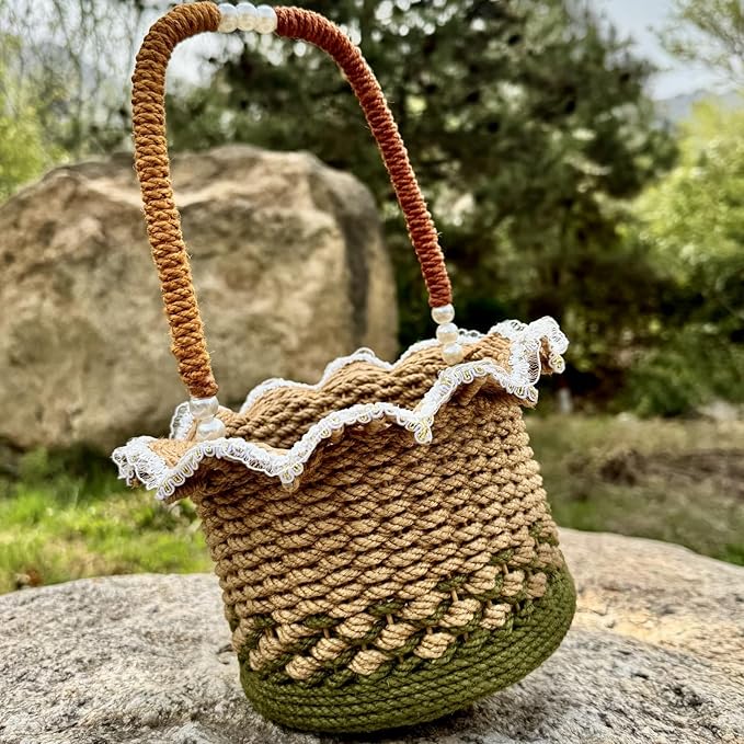 Zenpeace Wicker Basket, Suitable For Hand-Woven Basket In Bedrooms, Kitchens, Bathrooms and Living Rooms, for Organizing and Decorating Projects, Storage Clothes and Various Items vases
