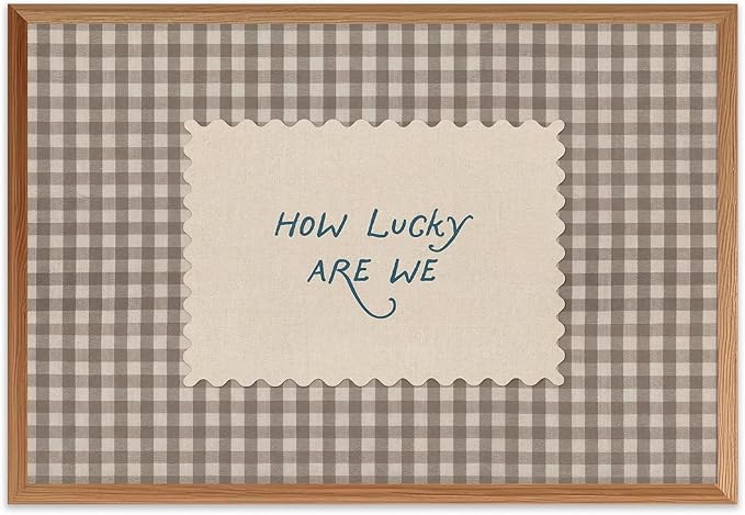 Vintage Canvas Wall Art How Lucky Are We Positive Quote Vintage Gingham Canvas Poster Inspirational Canvas Wall Decor Trendy Preppy Aesthetic Posters for Bedroom Dorm Apartment Decor 24x16in Unframed