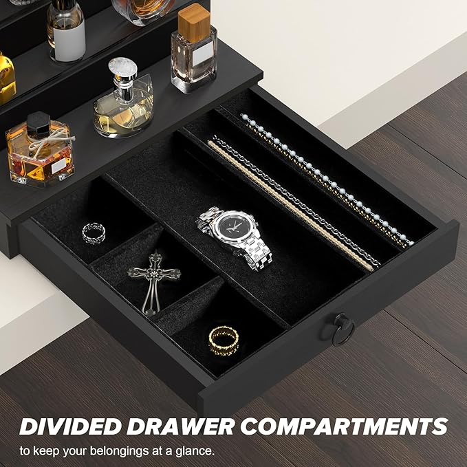 upcessory Cologne Organizer for Men, 4 Tier Perfume Stand, Cologne Shelf with Drawer and Hidden Compartment Perfume Display Holder, A Gift for Men