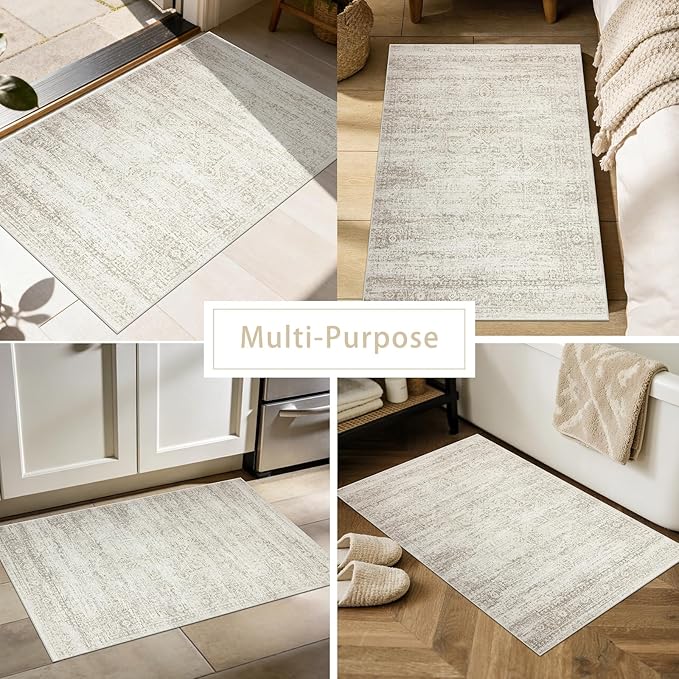Srugn Washable Rugs 2x3 Entryway Area Rugs for Kitchen,Living Room,Bedroom- Small Low Pile Non Slip Throw Rugs for Enterway Bathroom,Vintage Indoor Door Mat for Farmhouse Home Office Decor