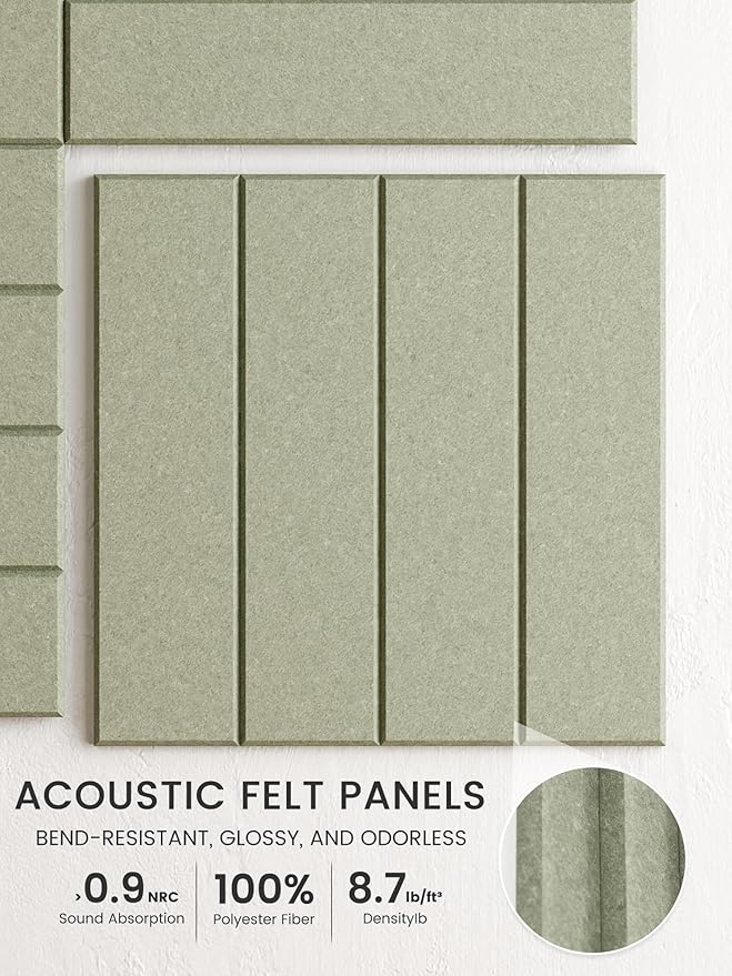 Bumusty Large Cork Board Alternative-48 x 36" Felt Bulletin Board Tiles, with 30 Pushpins, 70 Adhesive Tabs, Bold-Stripe 12-Pack, Cork Boards for Office Push Pin Board Felt Board-Sage
