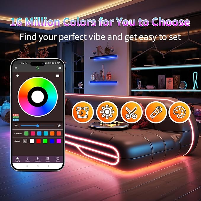 NBBUFF 390FT LED Lights for Bedroom, RGB LED Strip Lights Music Sync Color Changing Effects, DIY Cuttable Led Light Strip with Remote and App Control Led Lights for Room Decor (4 Rolls of 97ft)