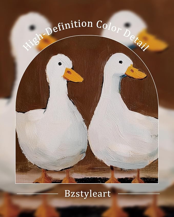 Bzstyleart Vintage Wall Art Decor for Living Room, Canvas Framed Wall Art Decor, Animals Painting Picture, Valentines Home Decor Aesthetic Gifts for Friends or Family - Double Duck, 10L x 8W