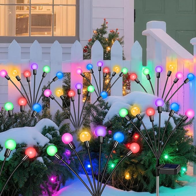 NBQQ Solar Garden Lights Outdoor, Swaying Light Waterproof Solar Lights Outdoor for Yard Pathway Patio, Swaying Lawn Decor as Gardening Gifts for Women Holiday (Multicolor, 4 Pack)