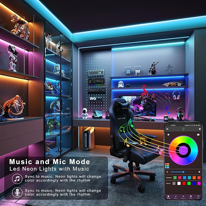Ledagic Led Lights for Bedroom 200 ft (2 Rolls of 100ft), Music Sync RGB Led Strip Lights with Remote App Control, Color Changing Led Lights for Room Home Kitchen Party Decor