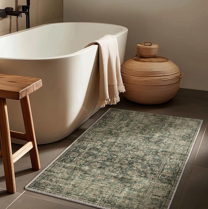 Machine Washable Throw Rugs for Entryway: Door Mat Indoor Entrance 2x3 Rug Boho Small Area Rug Non-Slip Low Pile Kitchen Rug for Front Door Indoor Entrance Entry Kids Room