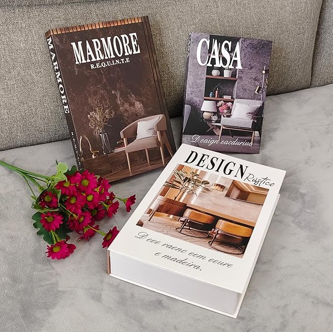 LUNETH Decorative Books for Home Decor - Set of 3 Faux Books for Coffee Table Decor, Fake Book for Decoration, Aesthetic Faux Book Storage Box for Living Room Bookshelf