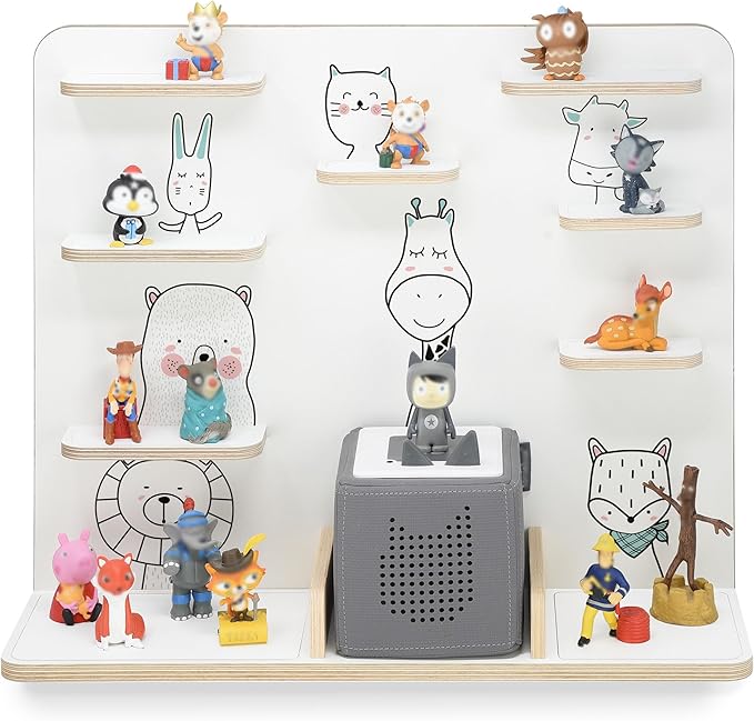 stadtecken Wooden Shelf for Music Box I Suitable for The Toniebox and Tonies I Perfect Storage in The Children's Room I for Setting up or Hanging (Friends)