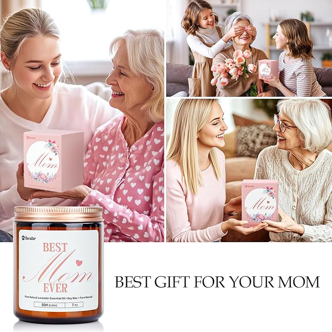 Candel Gifts for Mom from Daughter or Son, Christmas Birthday Mothers Day Candles Gifts, Lavender Eucalyptus Aromatherapy Candle for Women, Stress Relief, 50 Hour Burn Time