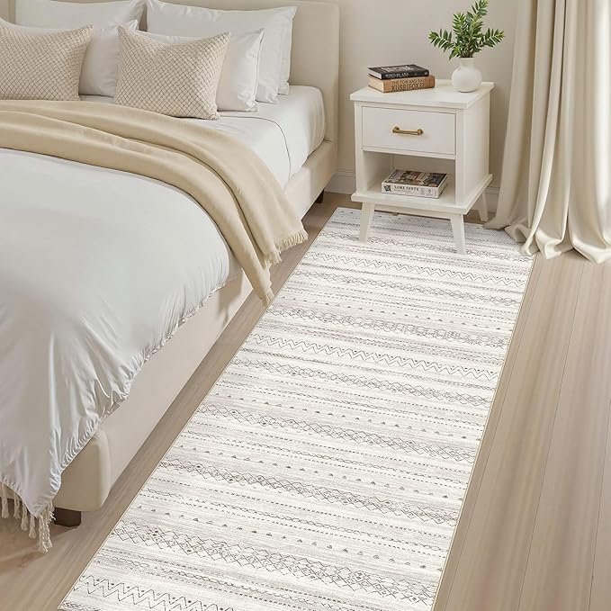 cotiled Hallway 2.6x8 Runner Rugs: Washable Boho Rugs with Non Slip Backing Large Soft Indoor Low Pile Carpet for Living Room Bedroom Farmhouse Dining Room Lightweight Home Decor Brown