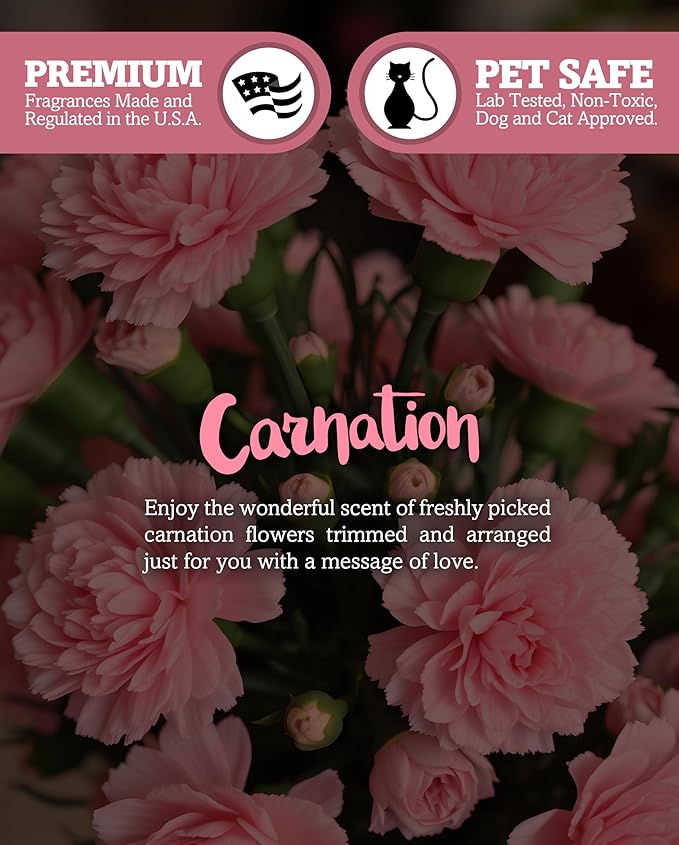 Pure Carnation Premium Tealight Candles - Highly Scented with Essential & Natural Oils - 6 Pink Tea Lights - Beautiful Candlelight - Made in the USA - Flower & Floral Collection
