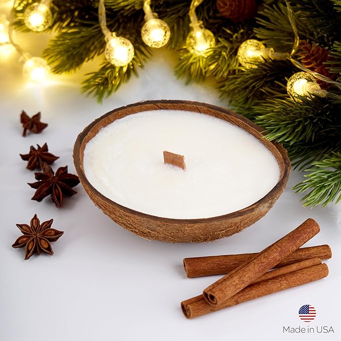 – Scented Candles Clearance | Coconut Shell Soy Wax Candle with Wooden Wick | Candles for Home Décor | Gift Idea for Women (1, Caramel Island)