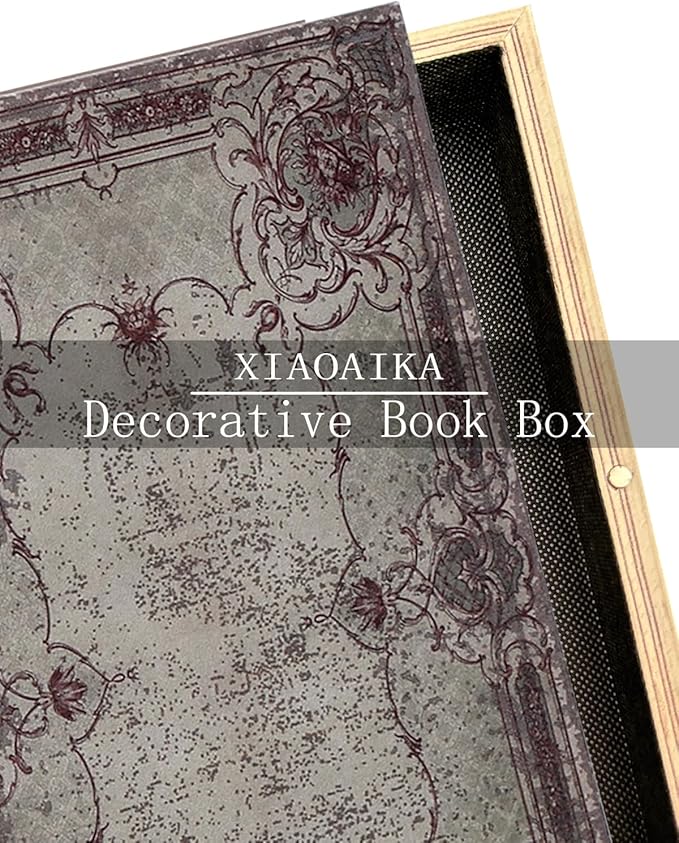 Decorative Wooden Book Box - Vintage Faux Book Boxes for Home Decor, Secret Storage with Magnetic Closure, Antique Style, Leather Cover Design, Perfect for Home Office Bookshelf, 10x7x1.6 Inches