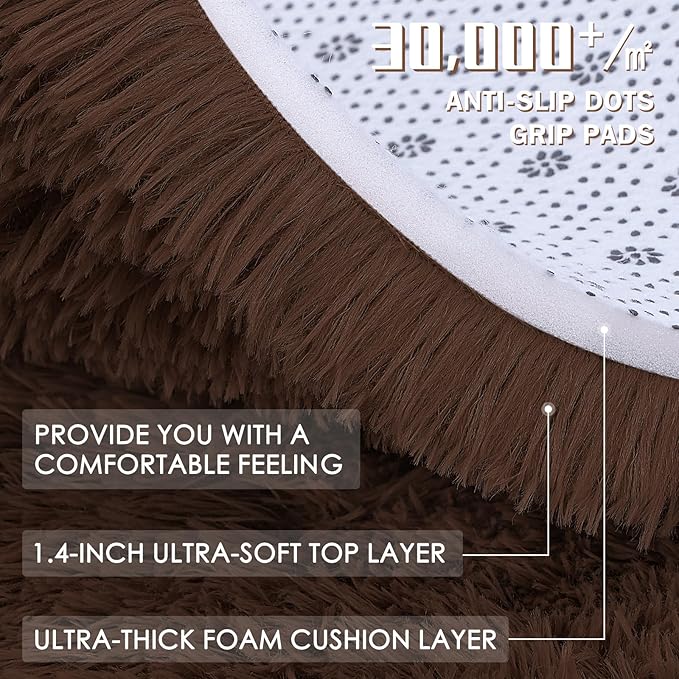 OLANLY 7x12 Machine Washable Large Area Rugs for Living Room, Bedroom, Soft Fluffy Shaggy Bedside Rug, Indoor Floor Carpet for Kids Girls and Boys, Dorms, Nursery, Home Decor Aesthetic, Coffee