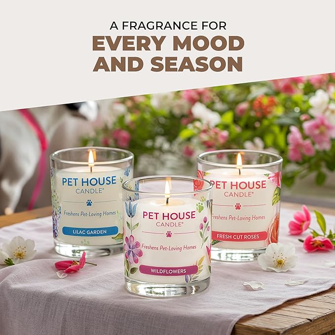 One Fur All Pet House Candles, Long Lasting, Clean Burning, Soy Wax Scented Candles for Pet Odor, Fireside