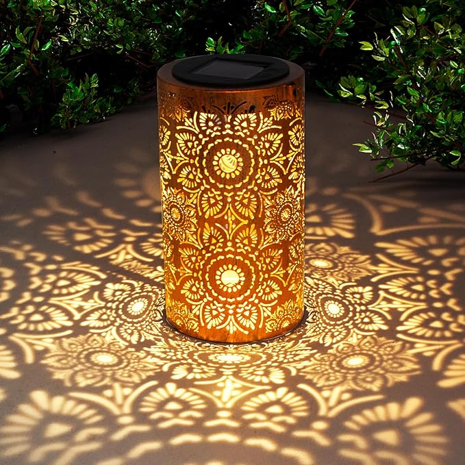 DIBIEECN Mothers Day Gifts for Mom, Birthday Gifts Grandma Ladies Solar Lanterns Outdoor Hanging Hollowed-Out Metal Waterproof LED Garden Decor Outside for Patio Yard Porch, Sunflower, 1 Pack