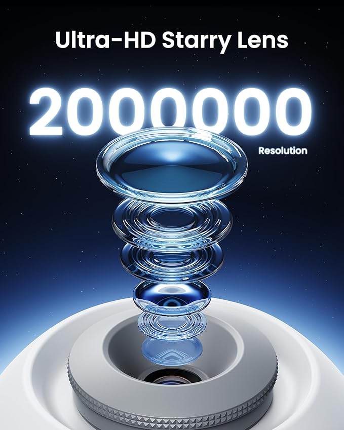 POCOCO Galaxy Star Projector with 2M-Pixel Lens & 5K Discs | Home Planetarium Projector for Relaxation, Study, and Sleep Aid | Includes 2 Films | Ideal Gift