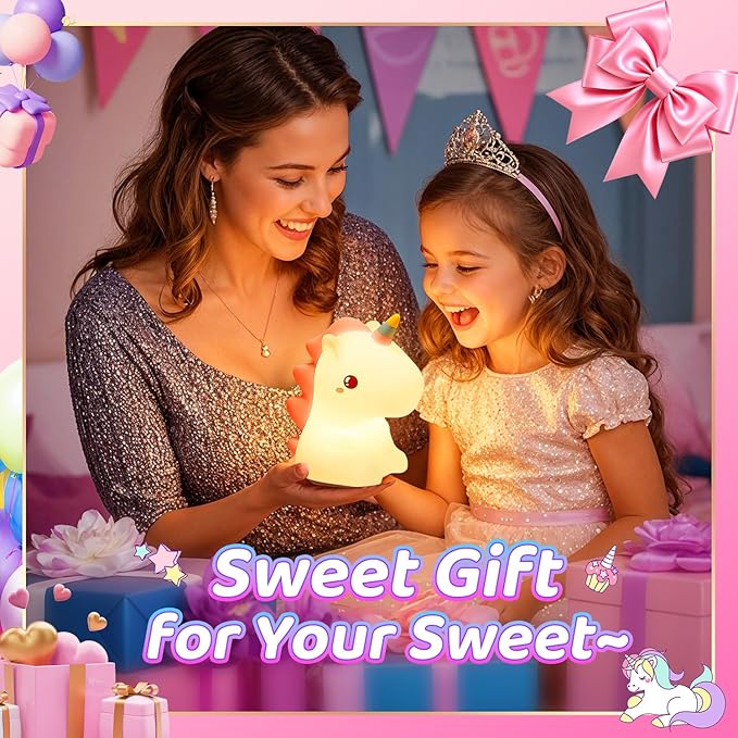 Unicorn Toys, Night Light for Kids Night Light,16 Colors+Silicone+Dimmable+12 Hours Use Nightlight for Kids Room,Unicorn Toys for Girls Age 4-6, Valentines Day Gifts for Kids, Baby, Toddlers, Adults