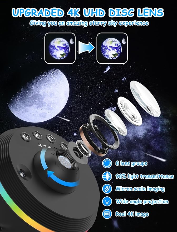 Galaxy Projector - 13 in 1 Star Projector Planetarium Dynamic Meteor & RGBCW Dynamic Effects with Timer&180° Adjustable Bracket, 13 HD Image Film Discs Star Night Light Projector for Bedroom/Christmas