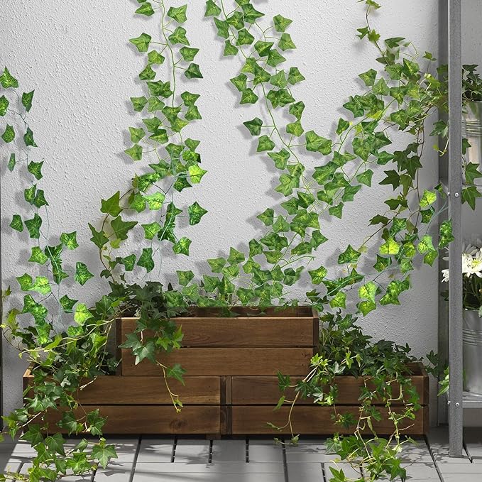 CQURE 48 Pack 336Ft Artificial Ivy Fake Vines,Ivy Garland Greenery Garland Fake Hanging Plants Vines Aesthetic Green Leaves for Bedroom Wedding Party Garden Wall Room Decor