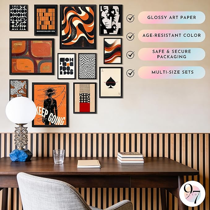 97 Decor Modern Retro Wall Decor - Mid Century Modern Wall Art, Cool 70s Posters For Room Aesthetic, Vintage Eclectic Prints Abstract Artwork For Home, Bedroom, Dorm Decorations (Unframed)