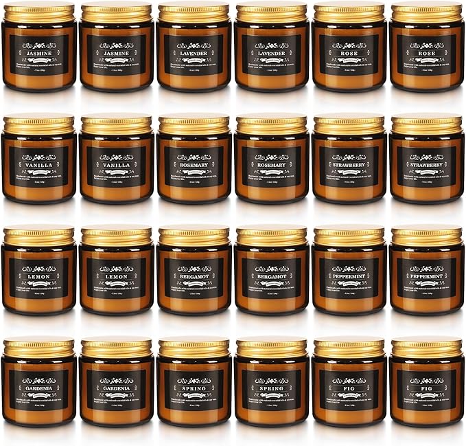 YOROXRG 24 Pcs Scented Candles with Added Natural Essential Oils, 3.05oz, Suitable for Various Festivals, Parties, Yoga, and Home Scene