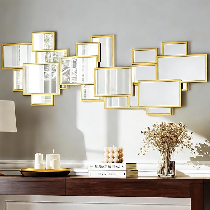 51'' x 19'' Art Decor Mirror,Gold Large Mirrors for Wall Decor Modern Decorative Mirrors for Living Room