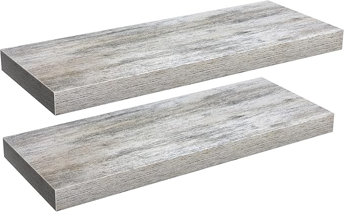 Sorbus Floating Shelves - 2 Pack 16 Inch Rustic & Blue Wall Shelves for Bedroom, Kitchen, Living Room, Bathroom Shelves, Home Decor, Office - Floating Shelf for Trophy, Books, Frames, Toilet Paper