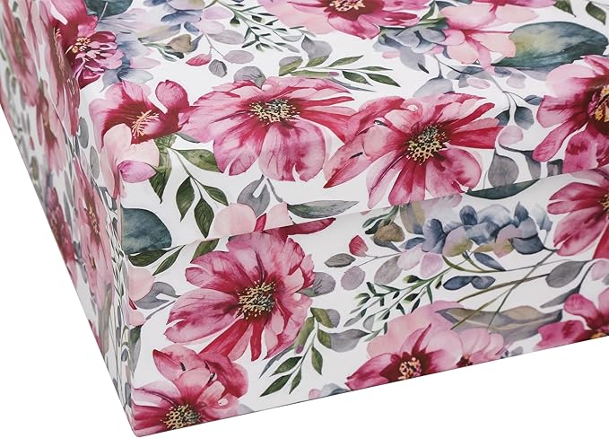3-Piece Decorative Storage Boxes with Lids, Watercolor Floral Design Inspired by Garden Blooms, Cardboard Keepsake Box Set, Photo & Memory Storage for Home Decor and Modern Organization