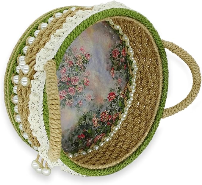 Zenpeace Wicker Small Basket, Suitable For Hand-Woven Basket with Handle In Bedrooms, Kitchens, Bathrooms and Living Rooms, for Organizing and Decorating Projects, Storage Various Items and Keys