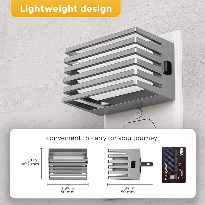 L LOHAS LED Night Lights Plug into Wall, 2 Pack Modern Night Light with Dusk to Dawn Sensor, Dimmable Plug in Night Light, Adjustable Brightness, 3000K Soft White for Bedroom Bathroom Hallway(Silver)