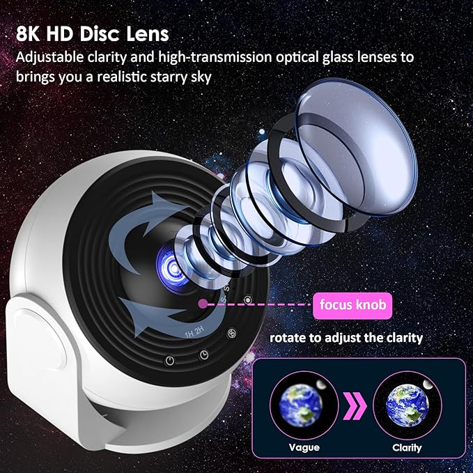 Galaxy Projector for Bedroom Pro Version,HD Image Star Projector Galaxy Light,Remote Control & White Noise,Bluetooth Speaker,360° Rotating,13 Film Discs Planetarium Projector for Adults Kids