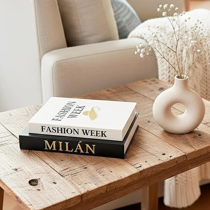 Fake books for decoration - Set of Two - Cardboard and linen - Decor Books for coffee table - Decorative boxes for home decor aesthetic - box storage (Fashion Week)