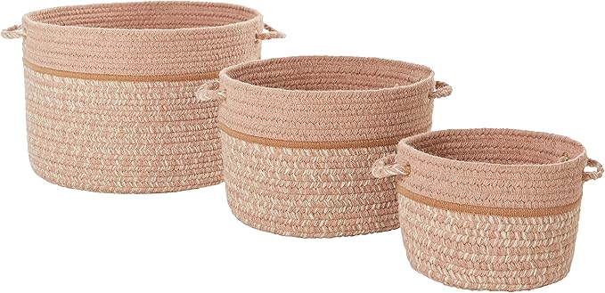 Super Area Rugs Wool-Made Soft Storage Basket with Handles Braided Trendy Decorative Bin, Rosewood, 18" x 12"