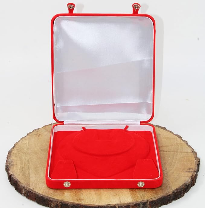 atorakushon Jewelry Set Velvet Box Necklace Pendant Earring Ring Bracelet Pearl Storage Holder Display Box for Wedding Engagement Anniversary Red