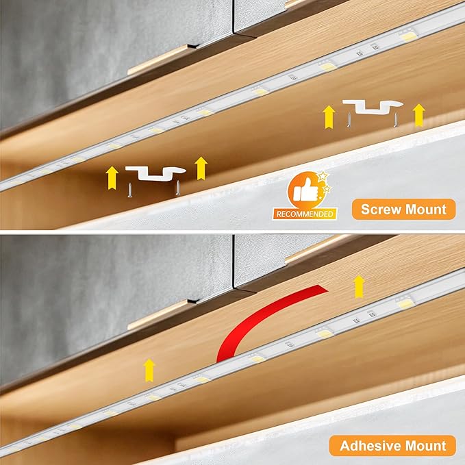 maylit Under Cabinet Strip Lighting Plug in 96in, Ultra Bright Small LED Light Bar, 2700K Warm White, Wired Lights for Kitchen Cabinet, Counter, Workbench, Desk, Closet, Shelf, Indoor