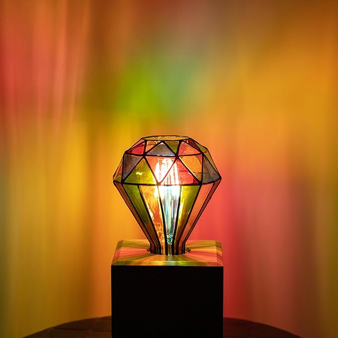 Stained Glass Light Bulb, Rainbow Painted, Mosaic, 4W 120V, Multi Colored, Fun Romantic, Unique Decorative