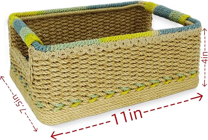 Zenpeace Wicker Large Rectangle Basket, Suitable For Hand-Woven Basket ，In Bedrooms, Kitchens, Bathrooms and Living Rooms, Organizing and Decorating Projects, Storage Various Items ，Bread and Keys